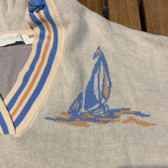 Zimmerman Nautical Hooded Mini Sweater Dress Beach Coverup Blue Orange Size 6 - Picture 7 of 11